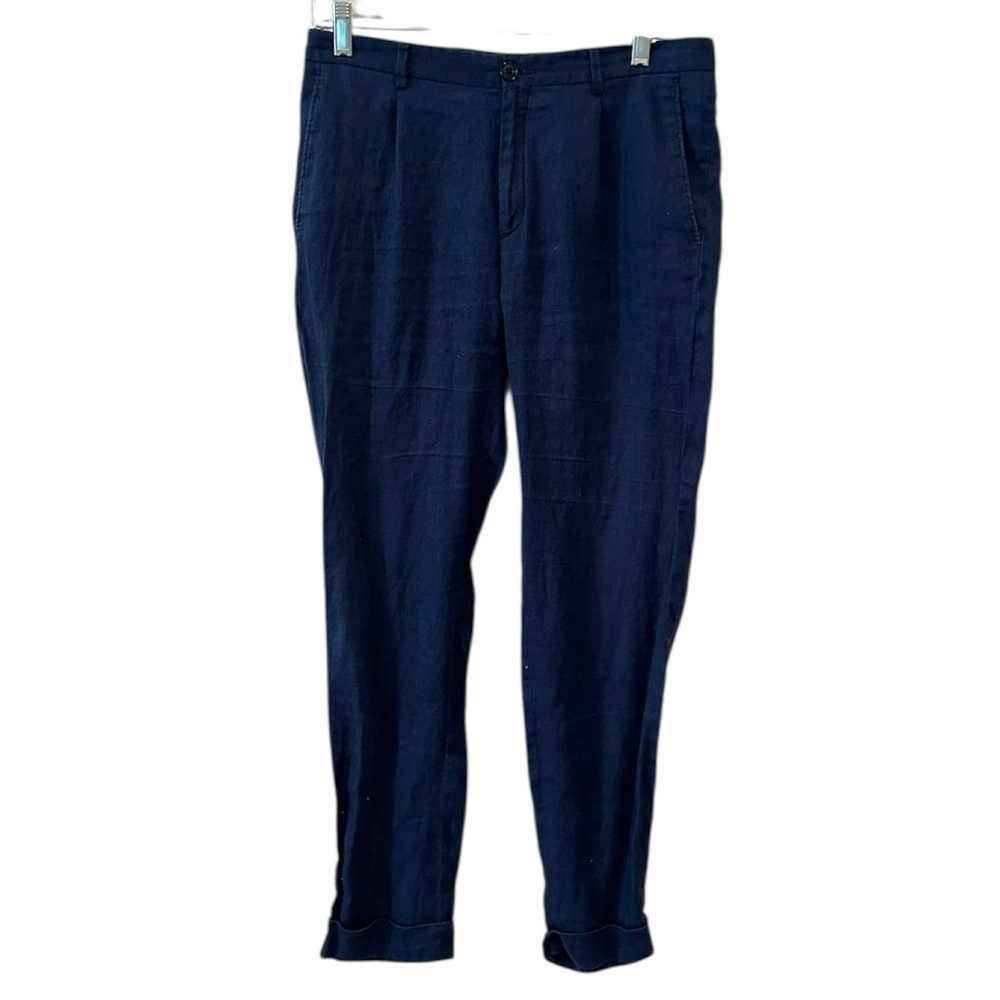 Men’s linen pants trousers Sz 46 Flax Navy Blue 100% Linen
